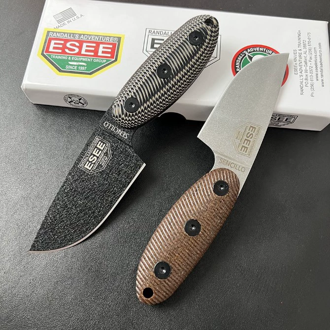 2025-ESEE-SENCILLOA2 охотничий клинок, небольшой прямой нож, ножны типа K, специальный боевой инструмент для выживания высокой твердости, гравировальный нож