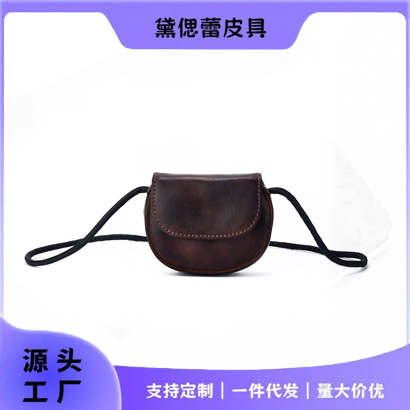 Vintage genuine leather crossbody mini bag, ultra-thin women's top-layer cowhide card holder, coin purse, driver's license shoulder bag Vintage genuine leather crossbody mini bag, ultra-thin women's top-layer cowhide card holder, coin purse, driver's license shoulder bag