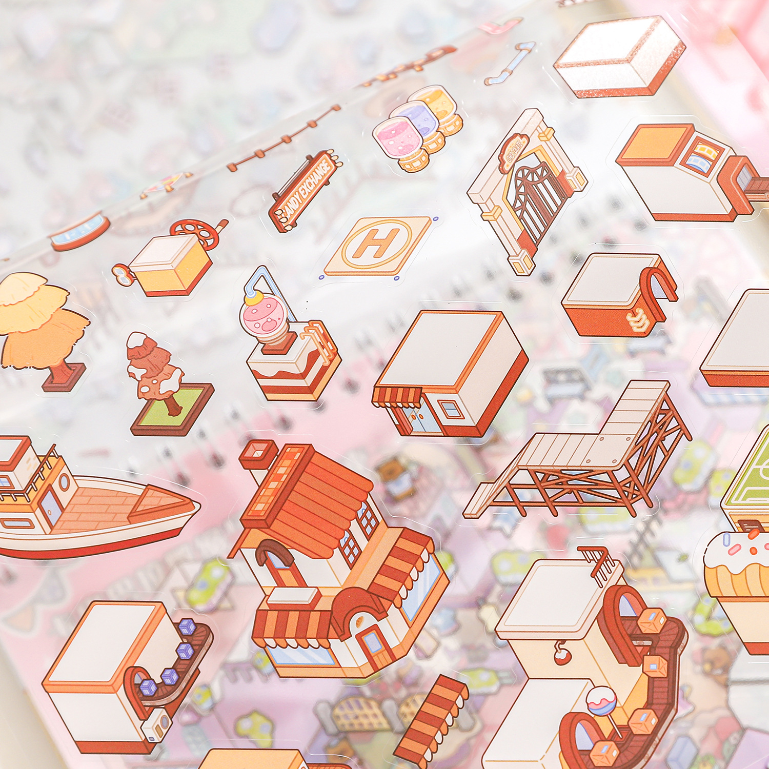 Escena en miniatura de rastro de papel 2.0 libro de pegatinas Kapibara 3D estéreo cabañas diy descompresión libro de pegatinas de paisajismo