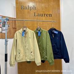 高品25秋新款哈灵顿夹克老钱风小马刺绣立领男女同款夹克工装外套