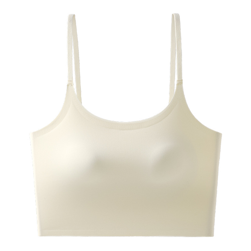 Chaleco de cinturón de primavera y verano femenino sin anillo de acero con cojín de pecho fijo no correr taza hermosa espalda transpirable color sólido sin usar sostén