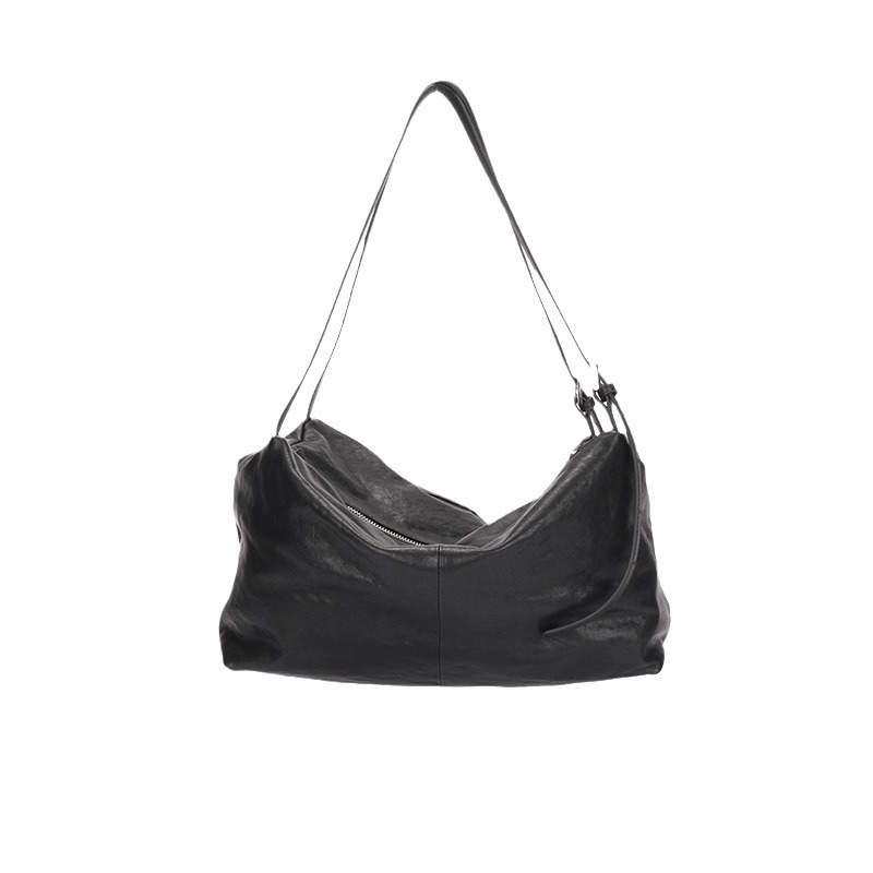 Niche Design Korean Cowhide Oversized Tote Bag With Shoulder Strap 2024 New Arrival Unisex Practical Large Hobo Bag - Thumbnail 5