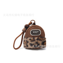 潮流个性豹纹包收纳小巧零钱袋编织斜跨长绳适用手机壳豹纹零钱包