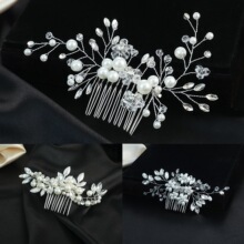 新娘婚纱礼服珍珠发夹头饰水晶花朵轻奢插梳结婚发梳饰品发带
