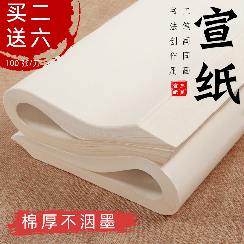 宣纸书法专用纸毛笔练字纸国画生宣专用书法练习半生半熟作品纸工