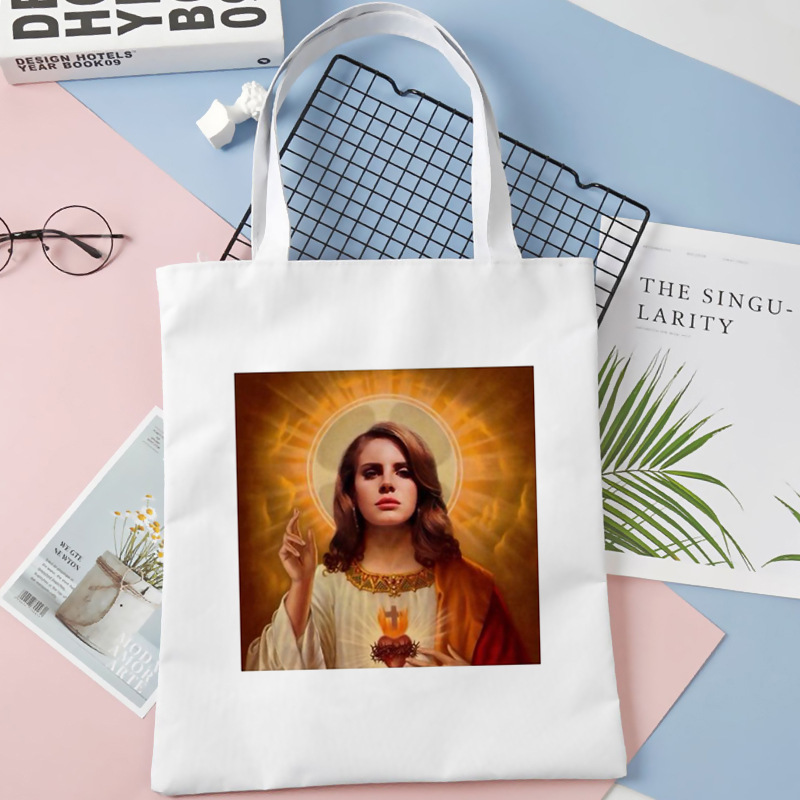 Comercio exterior transfronterizo Lana Del Rey impresa bolsa de lona Harajuku bolsa de hombro de moda estudiante bolsa de compras portátil