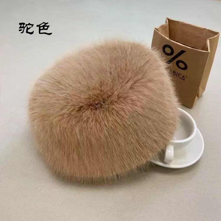 国境を越えた工場卸売模造毛皮卸売新しいキツネの毛皮のフラットトップ帽子厚い毛皮の暖かい耳保護ドームスタイル|undefined