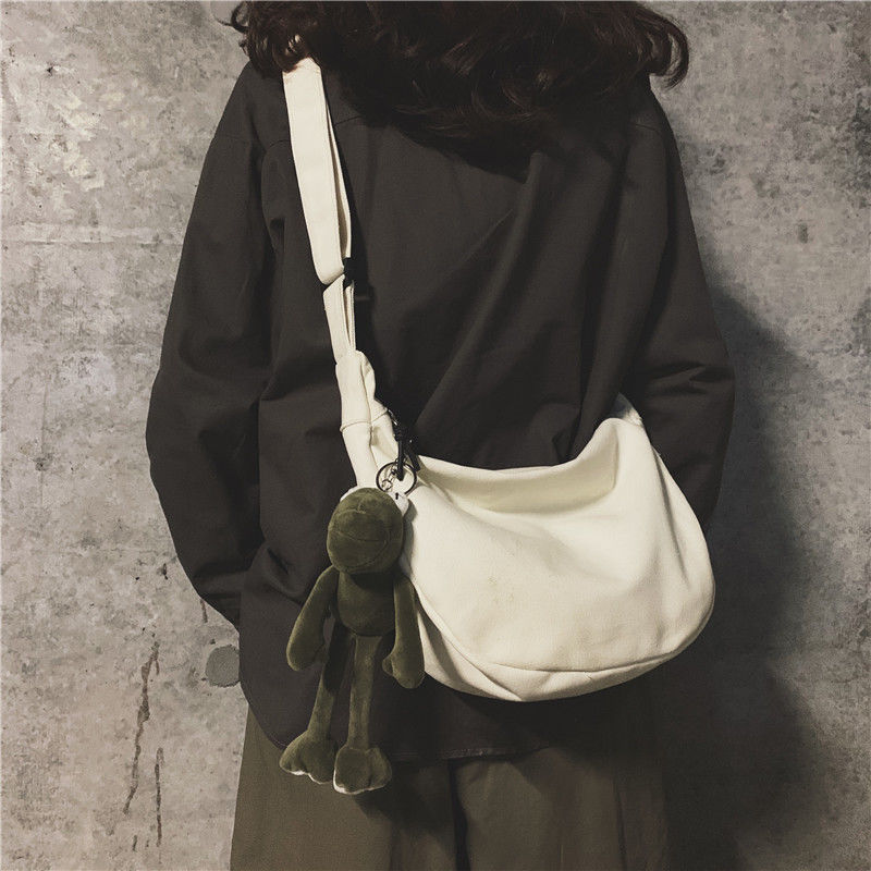 Canvas Crossbody Bag Men's Student Trendy Women's Ins Brand Hip-Hop Japanese Style Casual Joker Small Satchel Single