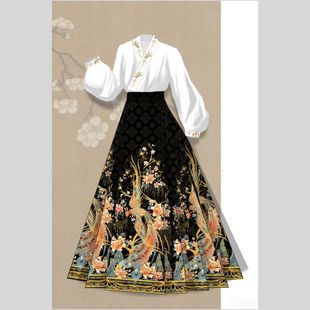 Women's Adult New Chinese Style Chinese Style Chinese Style Hanfu suit 2024 New Ming Style Chuanqing Original Horse Face Skirt suit