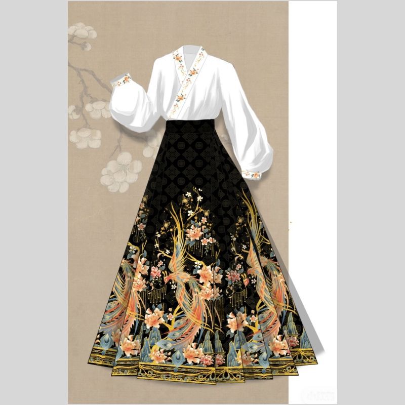 Women's Adult New Chinese Style Chinese Style Chinese Style Hanfu suit 2024 New Ming Style Chuanqing Original Horse Face Skirt suit
