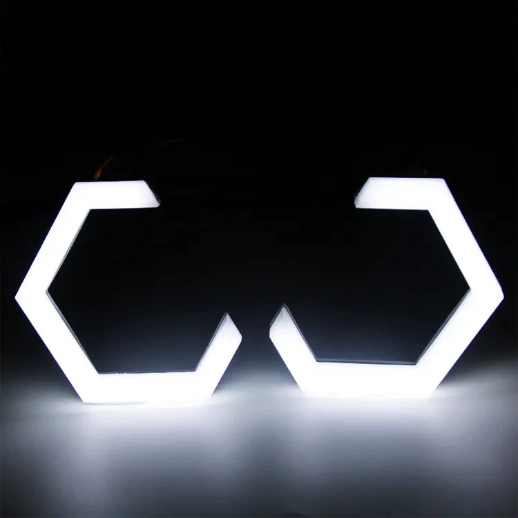 Автомобильная гексагональная ангельская диафрагма 90 mm80 MM белый свет белый желтый красочный режим RGB иллюзорная диафрагма