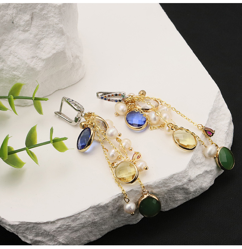 1 Pair Ig Style Basic Modern Style Geometric Plating Inlay Freshwater Pearl Copper Zircon Drop Earrings display picture 2