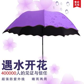 遇水开花雨伞防晒加厚黑胶晴雨伞防紫外线女遮阳伞印刷logo太阳伞