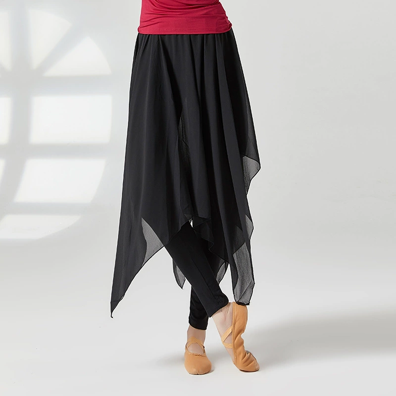 Брючная юбка для латинских танцев Современные танцевальные брюки Шифоновая одежда Юбка для взрослых и женщин Классическая большая юбка-качели
