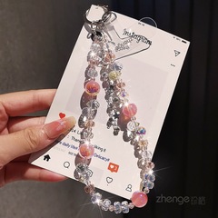 2025 夏の新携帯電話チェーン女性の小さな新鮮な手首ペンダントスターダイヤモンドタッセルクリスタル携帯電話ケースペンダントビーズ