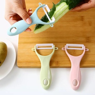 Scandinavian Color Ceramic Peeler Kitchen Gadgets Peeling Knife Multifunctional Fruit Peeling Two-In-One Household