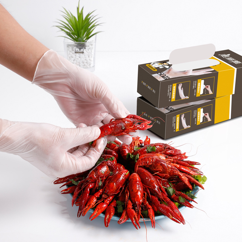 Meiya Disposable Transparent PVC Gloves Rubber Protection Food Kitchen Catering Household 50 Pcs Department Store Wholesale