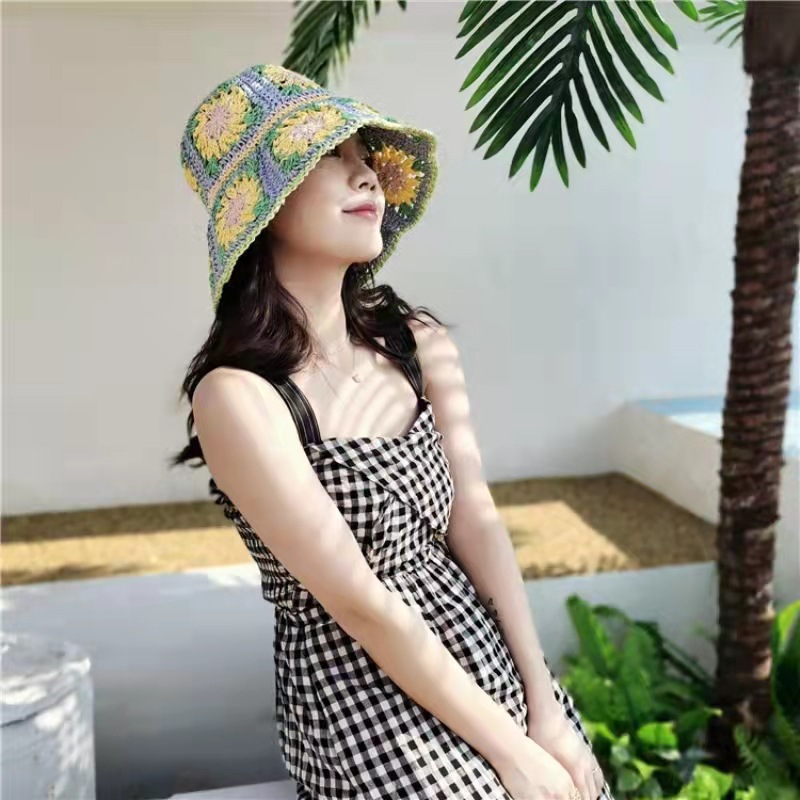 Pure handwork crochet hook Straw hat 2022 Spring new pattern on vacation Travel? sunshade Sunscreen Hat Manufactor Can wholesale
