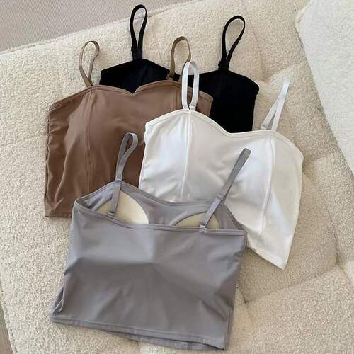 Beautiful back bra, chest-wrapped ice silk fixed cup, one-piece push-up, push-up bottoming, versatile straps for inner wear and outer wear