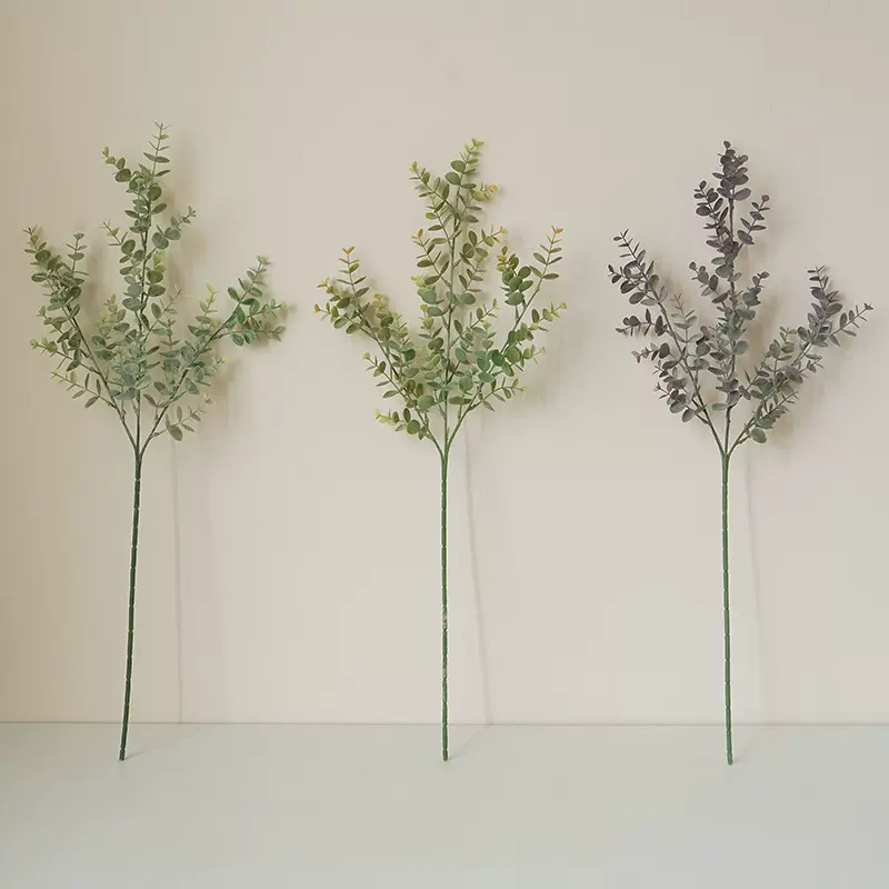 PE仿真花家居装饰仿真绿植尤加利叶子 摄影道具花瓶造景配材批发