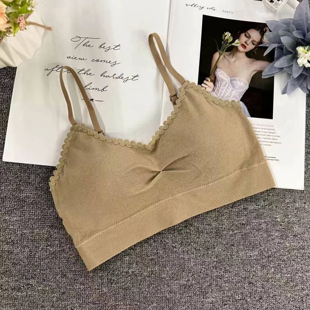 Nueva taza fija sin costuras hermosa espalda sin anillo de acero ropa interior chaleco chaleco cómodo ropa interior damas base sostén al por mayor