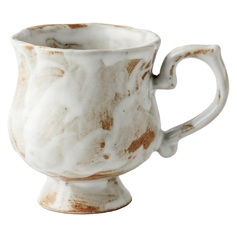 Tazas medievales de pie alto de Marqi vintage de cerámica rugosa tazas de agua de flores 2024 nuevas tazas de café tazas de exportación transfronteriza