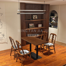 实木咖啡店桌椅组合网红复古西餐厅甜品店烘焙店商用餐饮桌子椅子