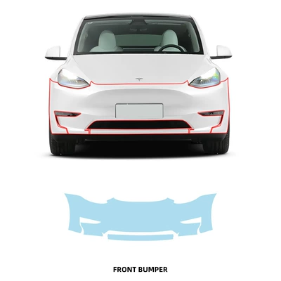 Tesla Model Y Special TPU Invisible Car Clothing Full Car Paint Mask Protective Film Transparent Film Free Knife (Car paint protective film) - front-bumper-tpu-membrane-imported-tpu-film-special-car-cutting