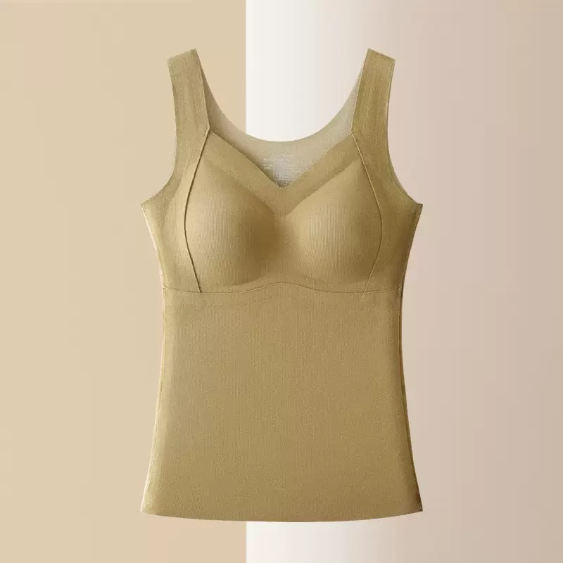 Nuevo chaleco térmico de terciopelo mujeres con almohadilla para el pecho sin sujetador doble capa engrosamiento ropa interior térmica mujeres parches de seda