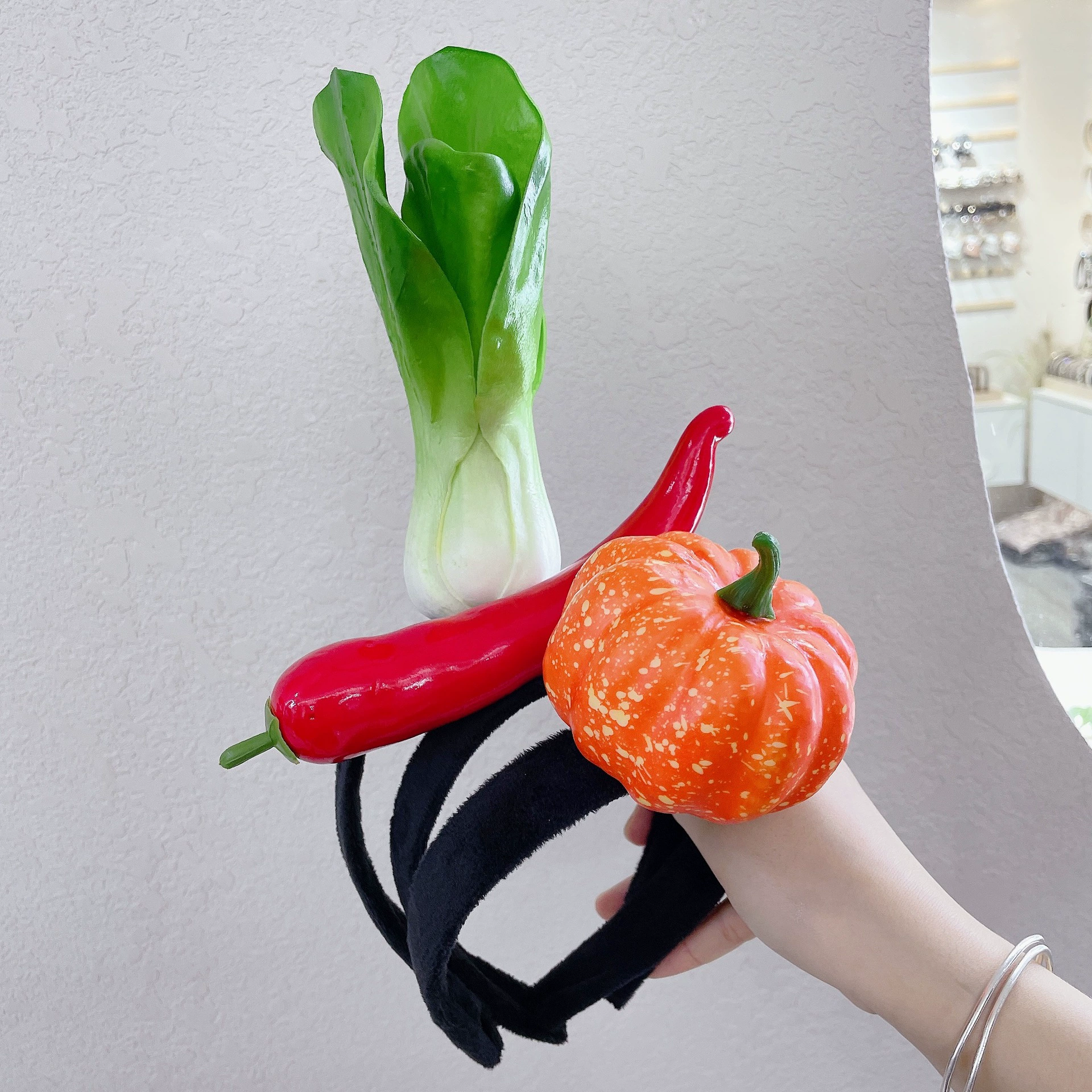 Shake Funny Имитация фруктов Обруч для волос из моркови Женский валлийский лук Милая пещера для волос Креативный обруч для волос с перцем Моделирование аксессуаров для волос