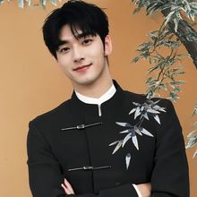 新中式婚礼新郎结婚西服敬酒服西装演出服套装春秋男装刺绣中山装