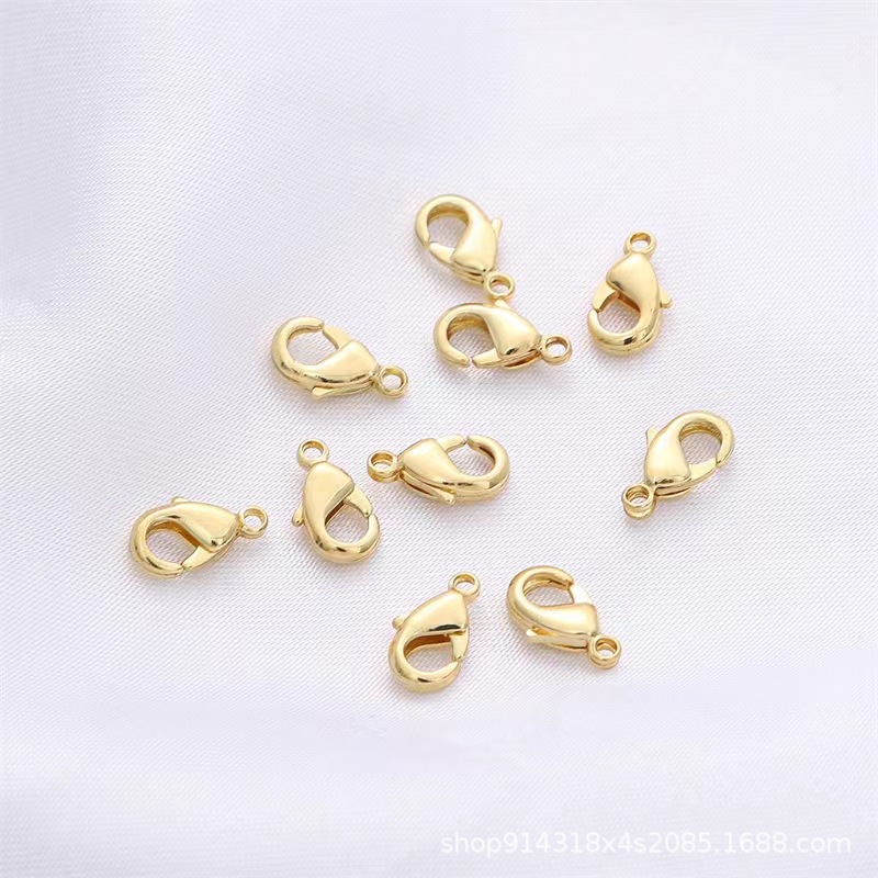 14k/18k包金保色龙虾扣 diy手工饰品配件 金色项链手链连接收尾扣