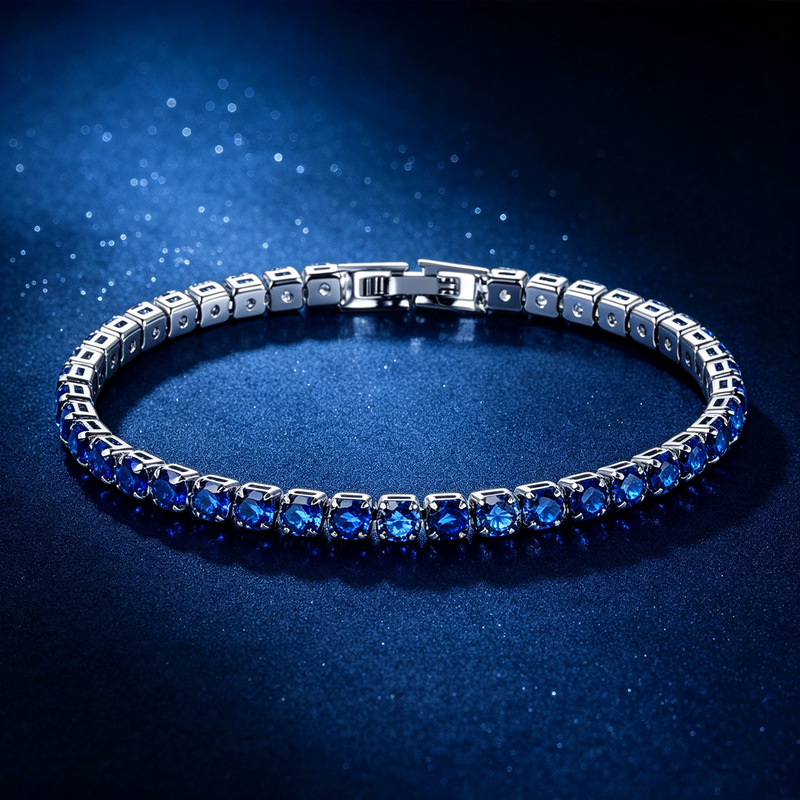Cross-border bestseller: Lake blue full-diamond zircon bracelet, high-end, elegant, light luxury wristband, Korean-style niche jewelry Cross-border bestseller: Lake blue full-diamond zircon bracelet, high-end, elegant, light luxury wristband, Korean-style niche jewelry