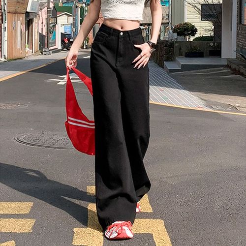 Leg-length flowy loose wide-leg jeans for women, 2025 pear-shaped figure-flattering slim straight-to-the-ground pants