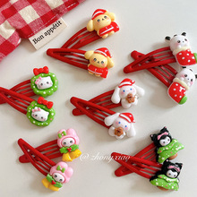 圣诞节红色三丽鸥系列发夹BB夹女可爱卡通刘海侧边夹碎发夹子发饰