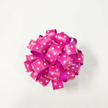 批发新款4英寸星星花跨境自粘花包装礼品花塑料彩带花手拉花