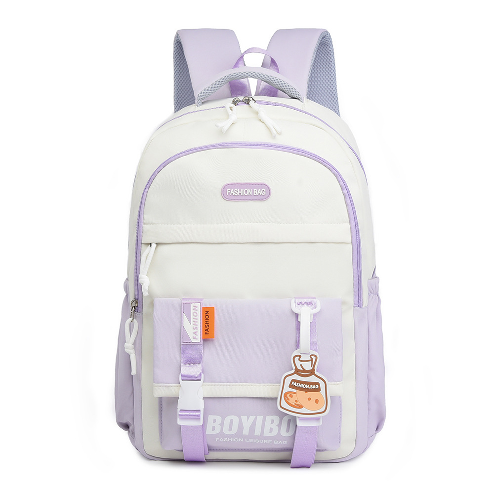 Nueva tendencia de la moda color de contraste mochila de gran capacidad impermeable para estudiantes universitarios de secundaria y preparatoria mochila de viaje ligera al por mayor