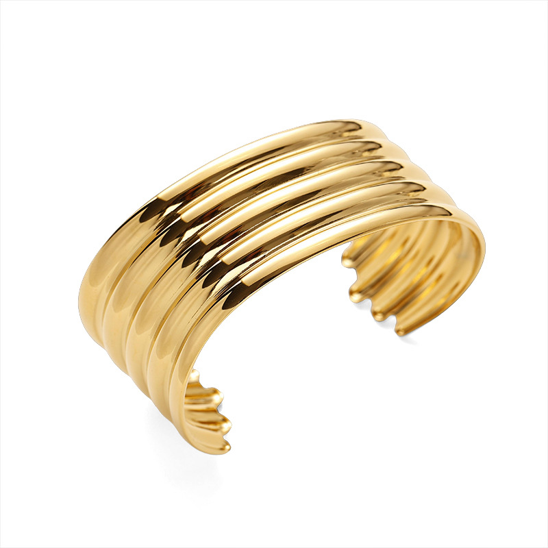 TENA Europa y los Estados Unidos de joyería transfronteriza alta sensación de acero inoxidable 18k oro chapado pulsera pulsera de acero titanio abertura pulsera mujer