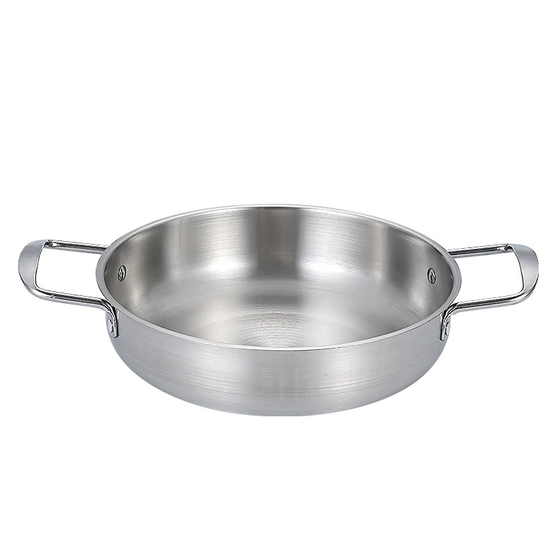 Корейская импровизированная миска для лапши из нержавеющей стали, seafood- pot, золотой маленький горячий горшок с двойными ушками, плоское дно, рамен-горшок, суповой горшок, для приготовления лапши дома