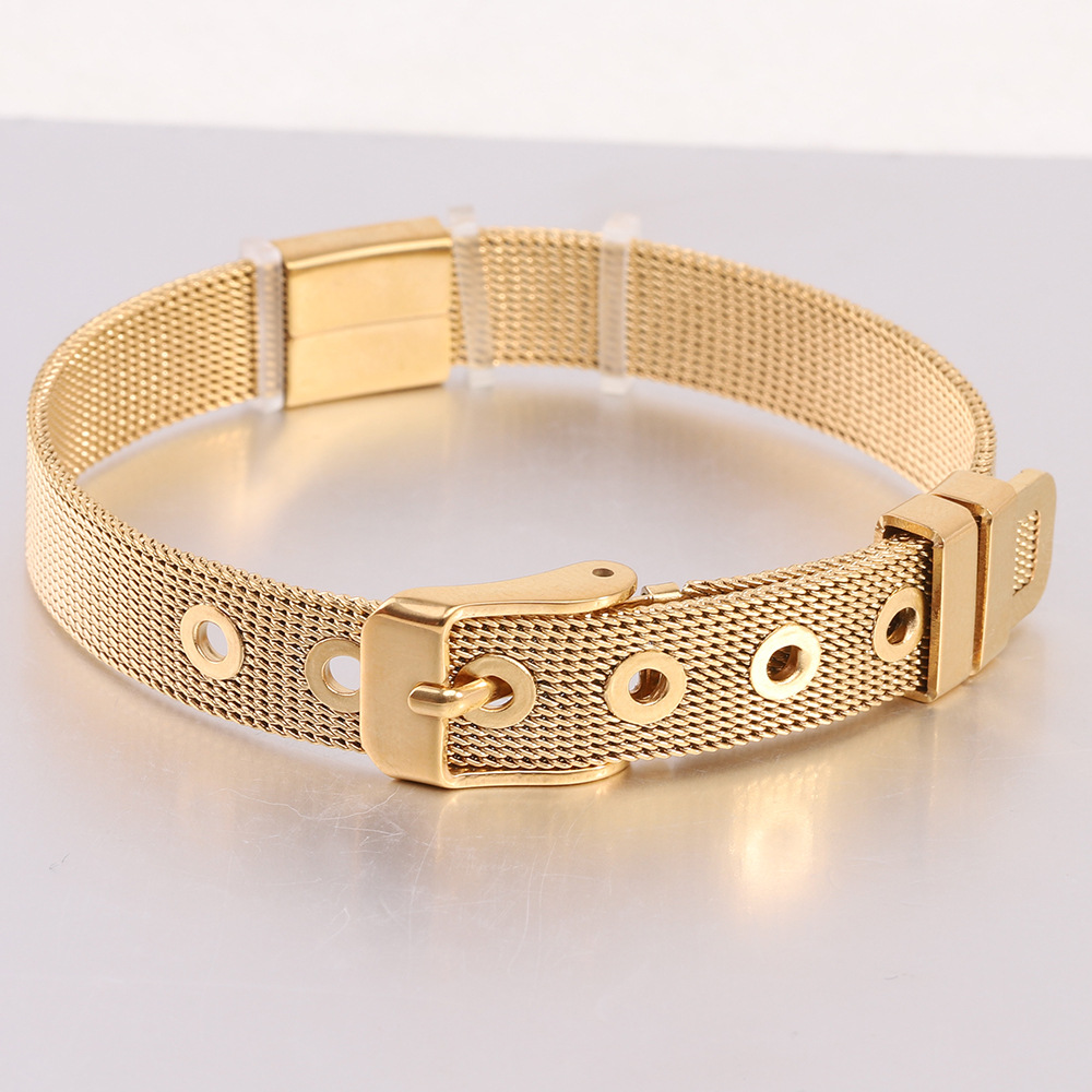 Wholesale Simple Style Solid Color Titanium Steel Plating Gold Plated Bangle display picture 2