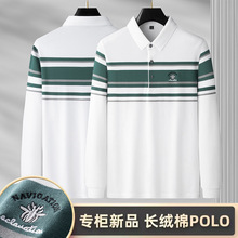 诚招代理专柜长绒棉T恤男24秋季休闲百搭男装上衣免烫翻领POLO衫