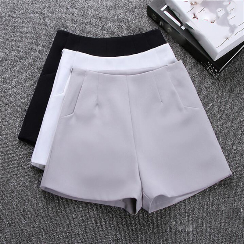 Summer New Korean Style High-Waisted A-Line Wide-Leg Shorts for Women to Wear Slim and Slim Pure Color Suit Casual Pants