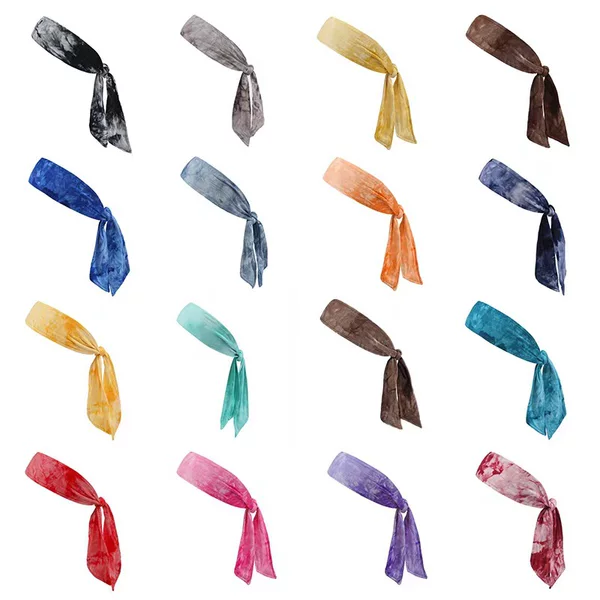 European and American Fashionable Men's and Women's Sports Headscarves for Cycling and Running, Antiperspirant Headbands, Tie-Dyed Ice Silk Sports Forehead Protectors