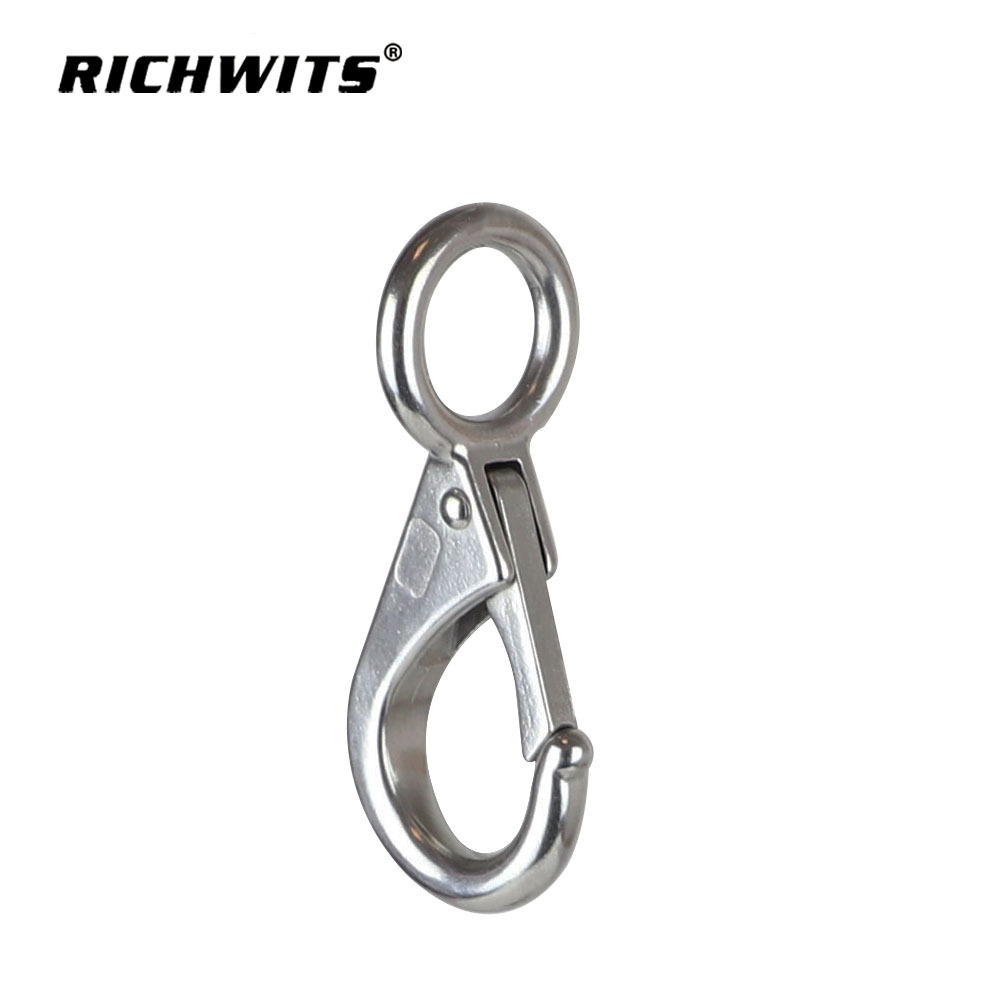 固定弹簧钩 游艇帆船挂钩船用五金 不锈钢定向钩 船用织带挂钩