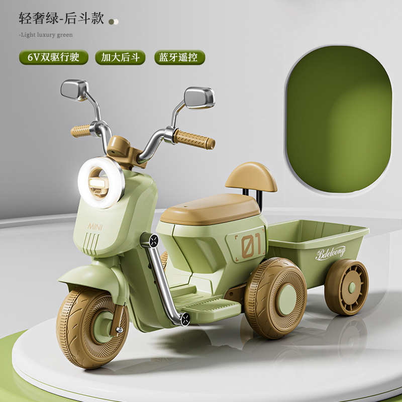 Motocicleta eléctrica para niños, triciclo, coche de juguete para bebés para hombres y mujeres, los niños pueden sentarse en un coche a batería, cochecito de control remoto