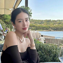 杨采钰同款项链轻奢小众德国设计师天然贝壳金属片叠戴重工锁骨链