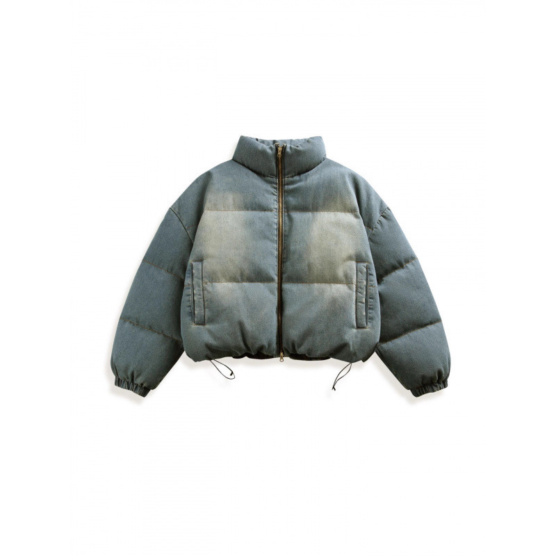 Gudun American Retro Kendou Style 50 White Duck down Denim down Jacket Distressed Men's and Women's Couple Jacket A149