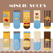 儿童袜子防滑地板袜秋季卡通男女童点胶学步袜蹦床淘气堡中筒棉袜