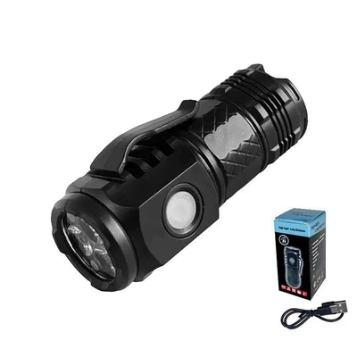 USB Rechargeable Mini Flashlight, Strong Light Flashlight, Multi-Functional Clip-On Light, Outdoor-Specific Flashlight, Factory Direct Sales (UV fənərlər) - 3-eye-flashlight