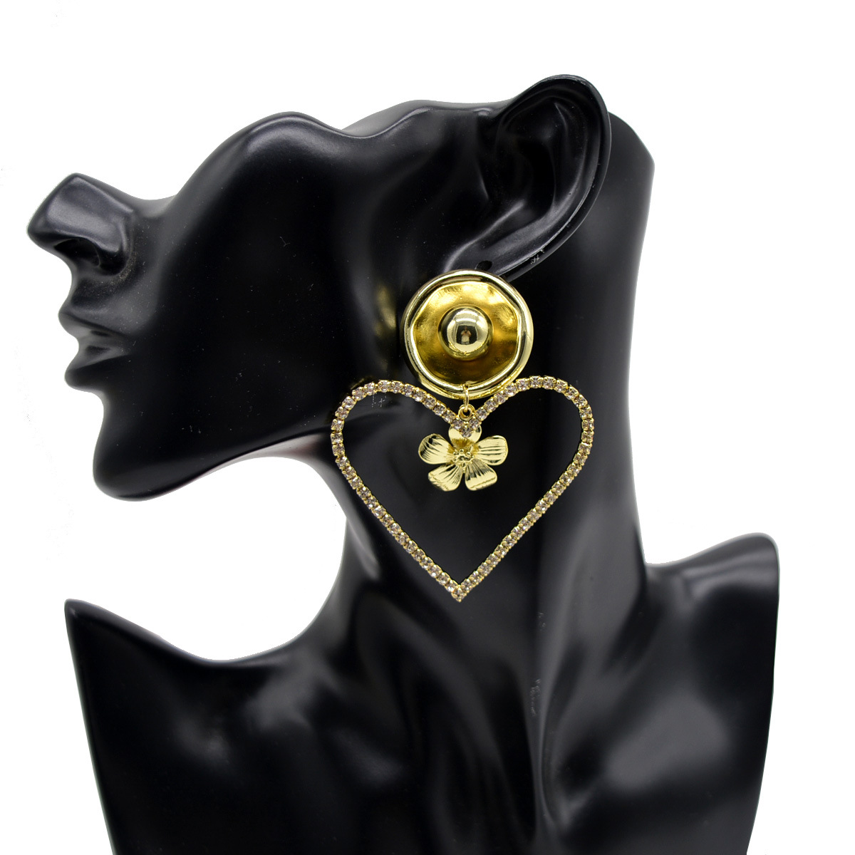 الأزياء معدن الماس زهرة القلب انخفاض الأقراط الجملة Nihaojewelry display picture 2